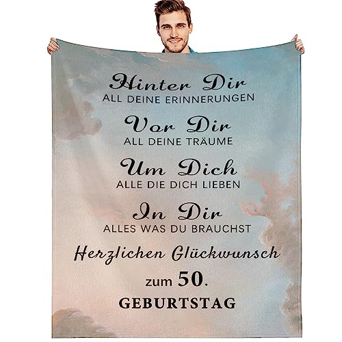 G-dake Geschenke zum 50. Geburtstag für Männer, Kuscheldecke Geschenke für Papa Opa Ehemann Vater Freund Mann Geburtstag Geschenkideen, Flauschige Fleecedecke 130x150cm von G-dake