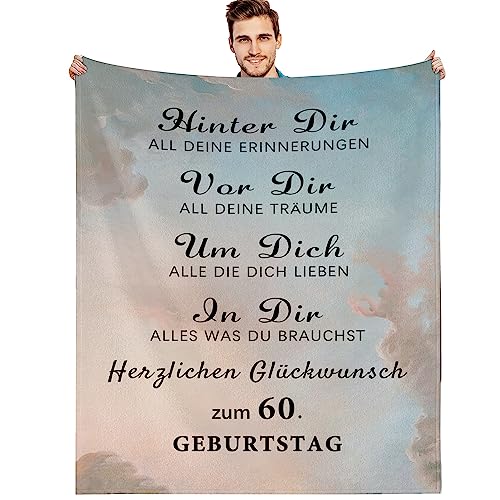 G-dake Geschenke zum 60. Geburtstag für Männer, Kuscheldecke Geschenke für Papa Opa Ehemann Vater Freund Mann Geburtstag Geschenkideen, Flauschige Fleecedecke 130x150cm von G-dake