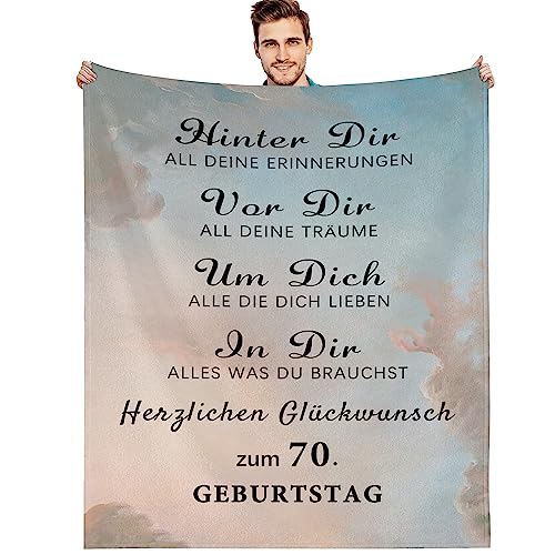 G-dake Geschenke zum 70. Geburtstag für Männer, Kuscheldecke Geschenke für Papa Opa Ehemann Vater Freund Mann Geburtstag Geschenkideen, Flauschige Fleecedecke 150x200cm von G-dake