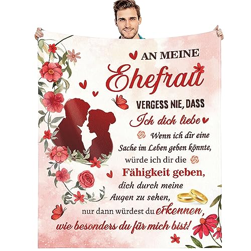 G-dake Hochzeitstag Geschenke für Frauen, Geschenk für Frau zum Valentinstag Jahrestag Geburstag Ich Liebe Dich Decke Geschenkideen für Sie Kuscheldecke Flauschig (150X200cm) von G-dake