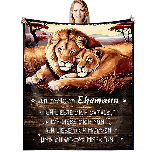 G-dake Hochzeitstag Geschenke für Männer, Ich Liebe Dich Geschenk für Mann zum Valentinstag Jahrestag Geburstag Decke Geschenkideen für Ihn Ehemann, Kuscheldecke Flauschig 130x150cm von G-dake