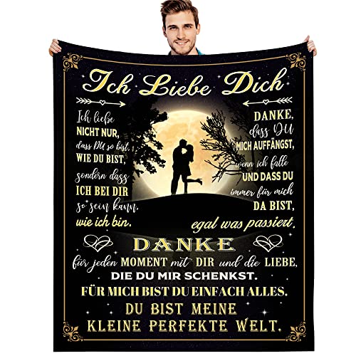 G-dake Ich Liebe Dich Geschenke für Männer Frauen Freund Liebhaber Partner Valentinstag Hochzeitstag Geschenke, Jahrestag Geschenk für Ihn Sie,Geschenkideen Flauschige Fleecedecke 150 x 200 cm von G-dake