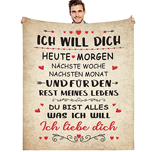 G-dake Ich Liebe Dich Geschenke für Männer Frauen Freund Liebhaber Partner Valentinstag Hochzeitstag Geschenke, Jahrestag Geschenk für Ihn Sie,Geschenkideen Flauschige Fleecedecke 150 x 200 cm von G-dake