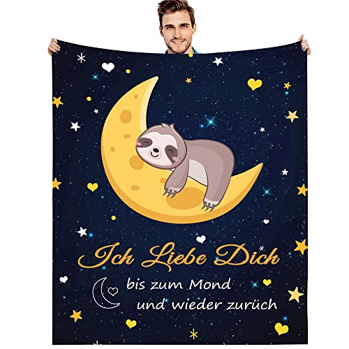 G-dake Ich Liebe Dich Geschenke für Männer Frauen Liebhaber Kinder Valentinstag Hochzeitstag, Jahrestag Geschenk für Ihn Sie, Faultier Geschenkideen Flauschige Decke 130x150cm von G-dake