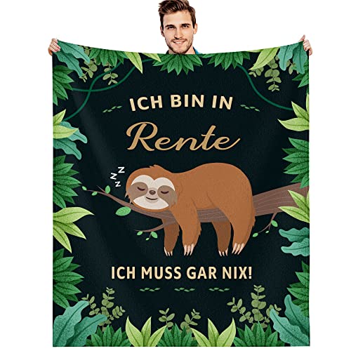 G-dake Ich bin in Rente Geschenk,Ruhestand Rentner Abschied Geschenke Abschiedsgeschenk Faultier Kuscheldecke für Männer Beste Kollege Großvater Papa Ehemann Freund 130 x 150 cm von G-dake