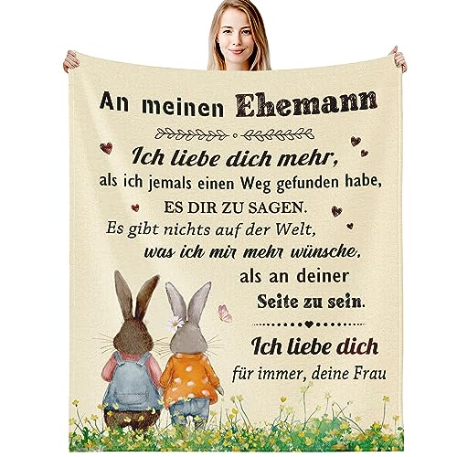 G-dake Kuscheldecke für Meinen Mann, Geschenk für Männer zum Hochzeitstag Valentinstag Jahrestag Geburstag Geschenke Geschenkideen für Ihn Ehemann, Ich Liebe Dich Decke 130x150cm von G-dake