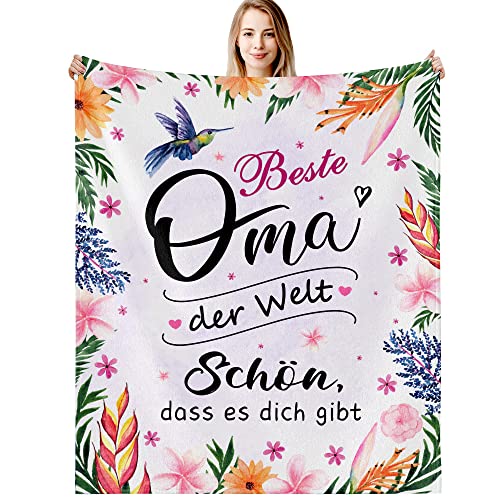 G-dake Geschenk für Oma, Beste Oma Decke Geschenke zum Geburtstag Geburtstagsgeschenke Muttertagsgeschenke Geschenkideen, Kuscheldecke Flauschig 130x150cm von G-dake