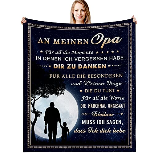 G-dake Opa Geschenk Geburtstag Decke von Enkel Enkelin Geburtstagsgeschenke Geschenkideen für Bester Opa Vatertagsgeschenk Weihnachten Erntedankfest, Kuscheldecke Flauschig 130x150cm von G-dake