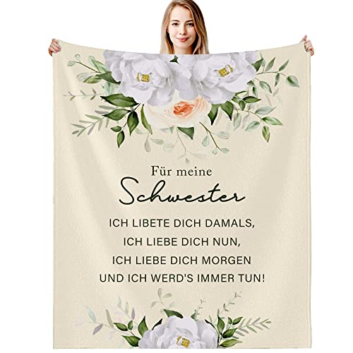 G-dake Schwester Geschenk, Beste Schwester Kuscheldecke mit Spruch, Sinnvolles Geschenk für Schwester Geburtstagsgeschenk Geschenkideen, Flauschige Decke 150x200cm von G-dake