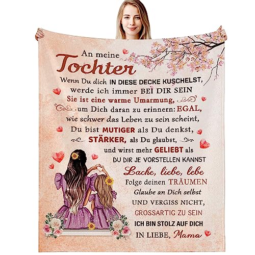 G-dake Tochter Geschenke von Mama, Kuscheldecke für Meine Tochter Geschenk Mutter Tochter Decke mit Spruch Geschenkideen für Geburtstag Weihnachten Geburtstagsgeschenk, 130x150cm von G-dake