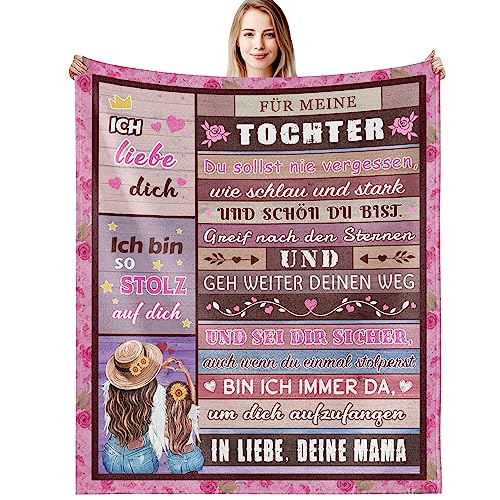 G-dake Tochter Geschenke von Mama, Kuscheldecke für Meine Tochter Geschenk Mutter Tochter Decke mit Spruch Geschenkideen für Geburtstag Weihnachten Geburtstagsgeschenk, 130x150cm von G-dake