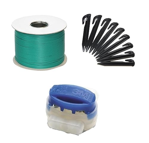 G greengrass tools Rasenroboter Mäh-Bereich Erweiterungs Set Kabel Haken Verbinder Begrenzungs-Draht Erdnägel Klemmen - kompatibel mit Yard-Force Husqvarna Automower Gardena Worx, Set:50m+50H+6V von G greengrass tools