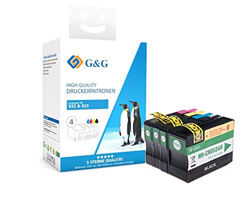 G&G Druckerpatrone kompatibel mit für HP 932XL / 933XL -Multipack- je 1x schwarz, Cyan, Magenta, gelb von G&G