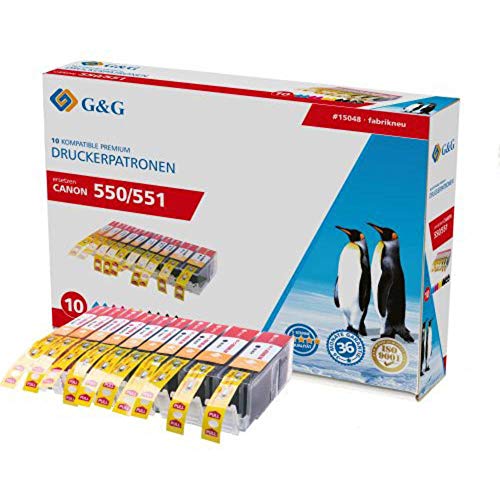 G&G Druckerpatronen kompatibel zu Canon PGI-550XL / CLI-551XL passend für Drucker Canon Pixma IP7200, IP7250, IP8750, IX6850, MG5550, MG6350, MG6450, MG6650, MG7550, MX725, MX920, MX925 von G&G