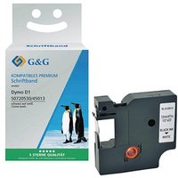 G&G Schriftband D1 ersetzt Dymo 45013/S0720530 10286, 12,0 mm schwarz auf weiß von G&G