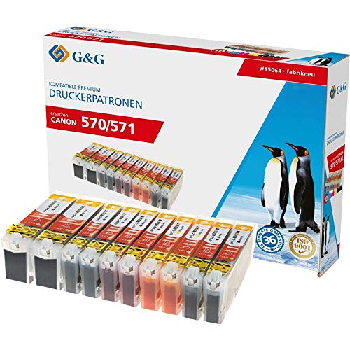G&G Tinte kompatibel zu Canon PGI-570XL / CLI-571XL Je 2X Schwarz, Photo-Schwarz, Cyan, Magenta, Gelb von G&G