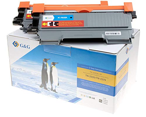 G&G Toner kompatibel zu Brother TN-2220/TN-2010 Doppelpack (2X 5.200 Seiten) schwarz für Brother DCP7055 DCP7060 DCP7065 Fax 2840 HL2130 HL2135W HL2240 HL2250DN HL2270DW MFC7360N MFC7460DN MFC7860DW von G&G