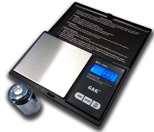 MS Taschenwaage Feinwaage Digitalwaage Goldwaage Münzwaage G&G (200gx0.01g+Kalibriergewicht, Schwarz) von G&G