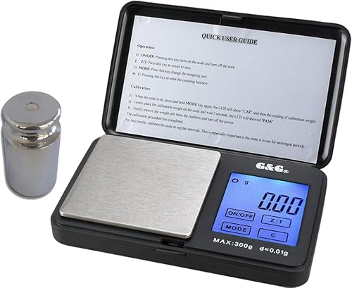 G&G TS 500g x 0.01g inkl. Kalibriergewicht Feinwaage Taschenwaage Digitalwaage Münzwaage Goldwaage Scale (Schwarz, 500g x 0.01g inkl. Kalibriergewicht) von G&G