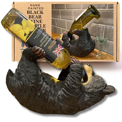 30 cm großer Weinflaschenhalter in Form eines schwarzen Bären – handbemalte Bärenfigur mit erstaunlichen Details – Tier-Flaschenhalter-Ornament für Küchenarbeitsplatte oder Tisch – süßes Weingeschenk 30 cm großer Weinflaschenhalter in Form eines schwarzen Bären – handbemalte Bärenfigur mit erstaunlichen Details – Tier-Flaschenhalter-Ornament für Küchenarbeitsplatte oder Tisch – süßes Weingeschenk von G&H Decor