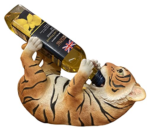 Entzückende 30 cm große Tiger-Weinflaschenhalter-Figur – handbemalt mit erstaunlichen Details – Küchentheke oder Tischdekoration – niedliches Tiger-Geschenk für Zuhause von G&H Decor