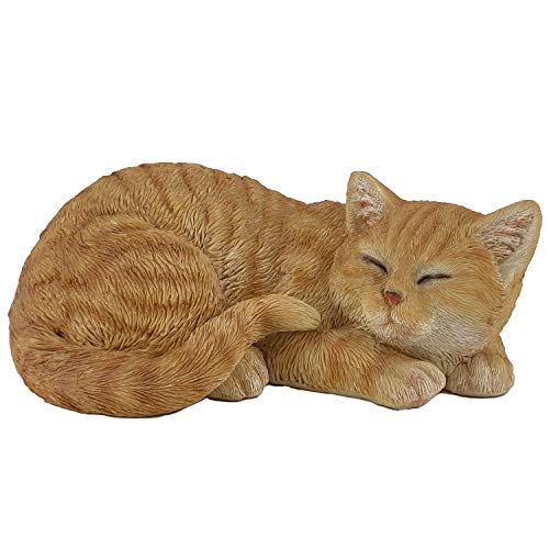 G&H Decor – 30,5 cm große, getigerte Katze aus Polyresin – handgefertigt mit aufwendigen Details für den Innen- und Außenbereich – Frost- und lichtbeständig – lebensechtes Kätzchen Rasen Ornament von G&H Decor
