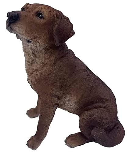 G&H Decor – Labrador Retriever Hund Polyresin Statue – handbemalte Figur – aufwendige Details geeignet für den Innen- und Außenbereich – Frost- und lichtbeständig Tier-Rasen-Ornament (Schokolade) von G&H Decor