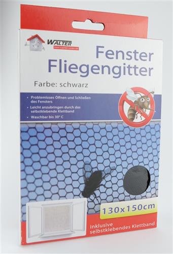 Insektenschutz Fliegengitter Fenstergitter Fliegenschutz 130 x 150cm Schwarz von G&M