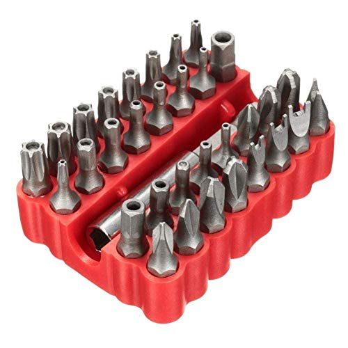 GS 33pcs Sicherheit Tamper Proof Bit Set-Torq Maul Torx Hex Star Tri Wing Elektrische Schraubendreher-Bits 1/10,2 cm 6,35 mm Magnethalter DIY Hand Tools von G&S