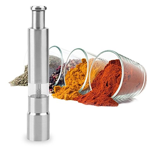 GS Edelstahl Daumen drücken Salz Pfeffermühle Spice Sauce Mill Grind Stick Küche Kochen Tools von GS