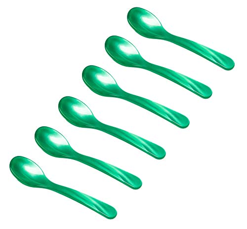 Heim Söhne 6er Set Acrylglas Löffel ca. 12,2 cm – Zauberhafte Eierlöffel in Perlmuttoptik für unvergessliche Momente beim Frühstück, Dessert & mehr – Handgefertigt in Deutschland (Grün) von G. F. Heim Söhne