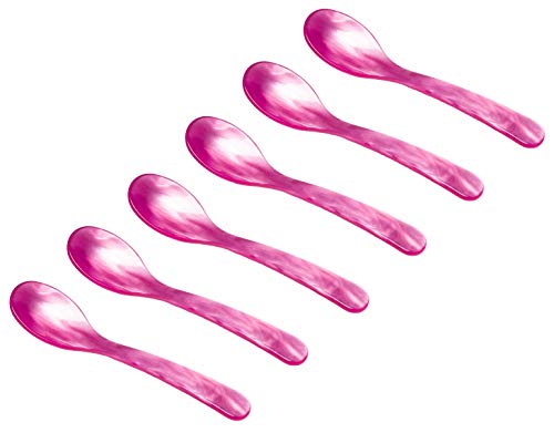 Heim Söhne 6er Set Acrylglas Löffel ca. 12,2 cm – Zauberhafte Eierlöffel in Perlmuttoptik für unvergessliche Momente beim Frühstück, Dessert & mehr – Handgefertigt in Deutschland (Pink) von Marzoon
