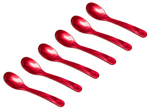 Heim Söhne 6er Set Acrylglas Löffel ca. 12,2 cm – Zauberhafte Eierlöffel in Perlmuttoptik für unvergessliche Momente beim Frühstück, Dessert & mehr – Handgefertigt in Deutschland (Rot) von Marzoon