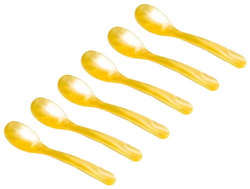 Heim Söhne 6er Set Acrylglas Löffel ca. 12,2 cm – Zauberhafte Eierlöffel in Perlmuttoptik für unvergessliche Momente beim Frühstück, Dessert & mehr – Handgefertigt in Deutschland (Sonnengelb) von G. F. Heim Söhne