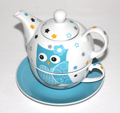 Tea for one Set 3-teilig Porzellan Teekanne mit Tasse und Untertasse in Geschenkbox (Blau) von G. Wurm GmbH + Co. KG