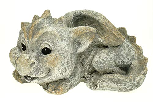 G. Wurm GmbH Süßer Garten Drache liegend Steinoptik 26 cm Figur Gartenfigur Glück Skulptur von G. Wurm GmbH