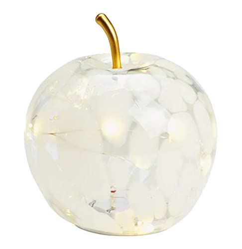 G. Wurm Dekoleuchte Apfel (S) Glas, Weiss gepunktet, Apfel Lampe mit LED Lichterkette, Dekolampe, Tischleuchte, Apfellampe von G. Wurm