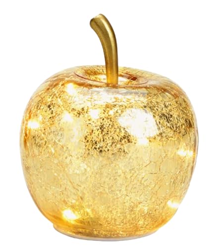 G. Wurm Dekoleuchte Apfel (XS) Glas, Gold, Apfel Lampe mit LED Lichterkette, Dekolampe, Tischleuchte, Apfellampe von G. Wurm