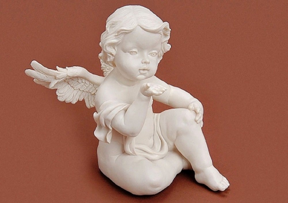 G. Wurm Engelfigur Sitzender Engel mit Flügeln, Figur aus Poly von G. Wurm