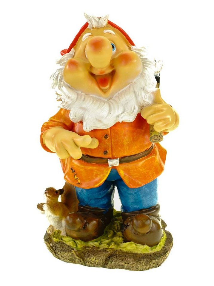 G. Wurm Gartenfigur Gartenzwerg mit Axt und Eichhörnchen 28cm Gnom Figur Gartenfigur von G. Wurm