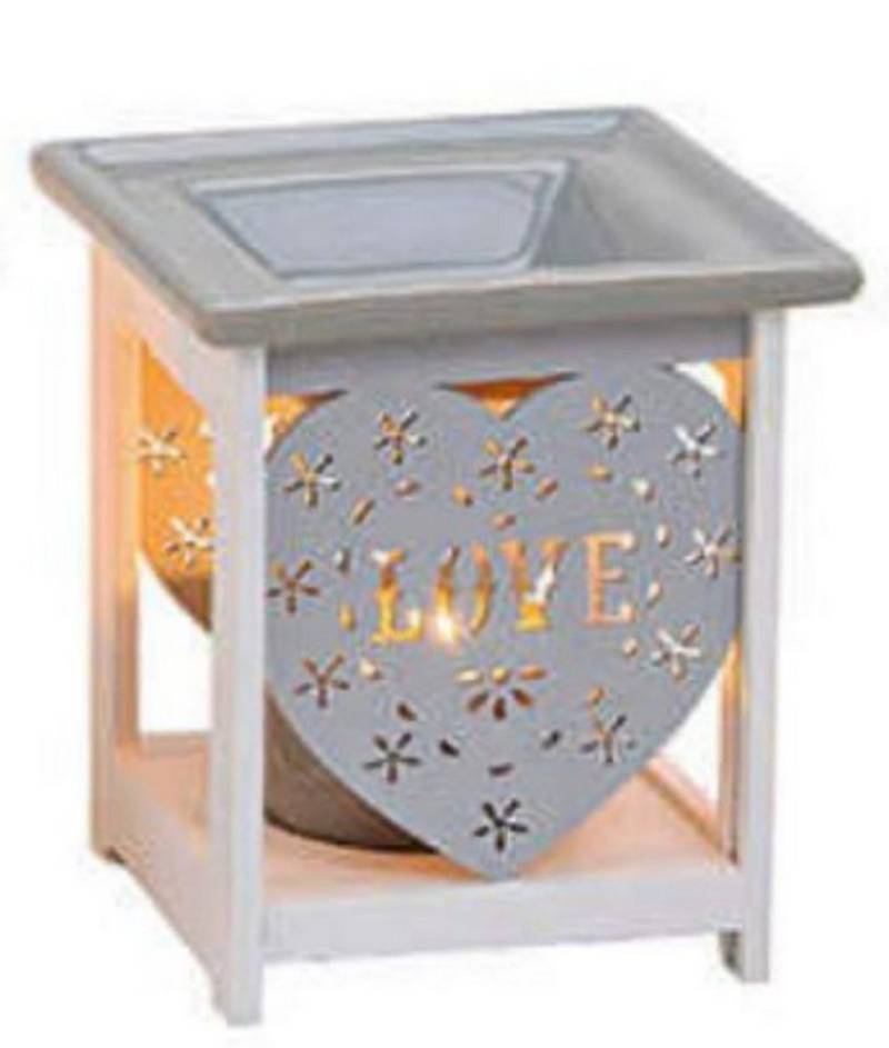G. Wurm Kandelaber, Duftlampe LOVE aus Keramik und Holz grau fuer Teelichter A von G. Wurm