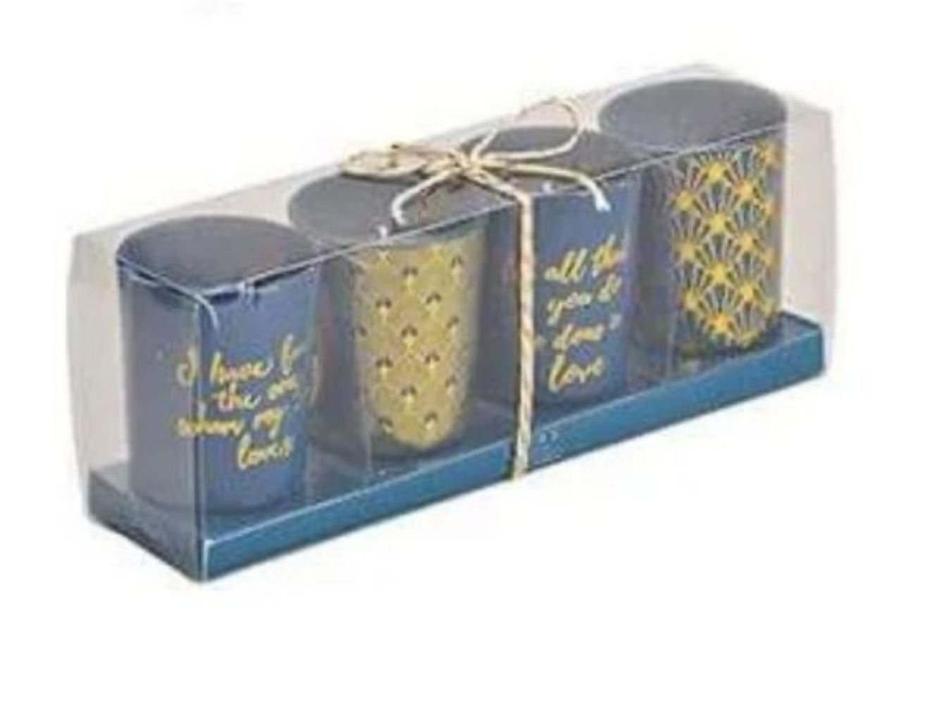 G. Wurm Kandelaber, 4er Set tolles Windlicht Teelicht Kerzenset in blau mit goldfarb von G. Wurm