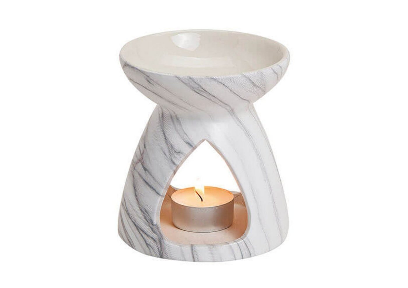 G. Wurm Kandelaber, Duftlampe Relaxing aus Keramik weiss marmoriert fuer Teelichter von G. Wurm