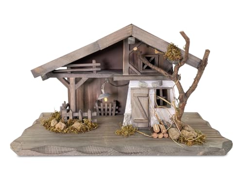 G. Wurm Krippe Krippenstall Maurach aus Holz mit Licht 38x18x21 cm - Weihnachtsdeko, Winterdeko, Deko Weihnachten, Advent Dekoration von G. Wurm