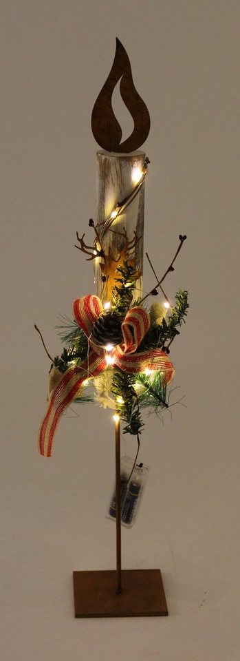 G. Wurm LED Dekolicht Weihnachtliche LED Kerze auf Ständer aus Holz, LED fest integriert, Tageslichtweiß von G. Wurm