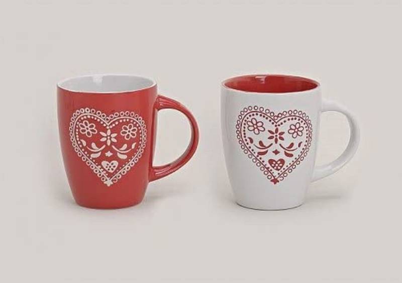 G. Wurm Tasse Tassen Becher Romantic Heart 2-er Set Rot und Weis, Porzellan G. Wurm Tasse Tassen Becher Romantic Heart 2-er Set Rot und Weis, Porzellan von G. Wurm
