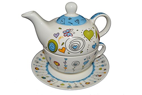 G. Wurm Tea for one Set Teekanne Porzellan mit Tasse und Untertasse in Geschenkbox von G. Wurm