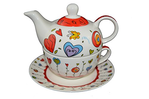 Tea for one Set Teekanne Porzellan mit Tasse und Untertasse in Geschenkbox von G. Wurm