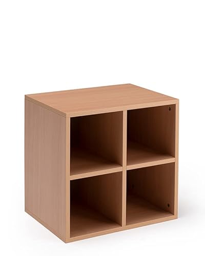 G.A. Cubotto Bücherregal – Bücherregal mit 4 Fächern in Buche-Oberfläche – Möbelwürfel – Bücherregal – Aufbewahrungsregal – Eingang Wohnzimmer Schlafzimmer – L.41,5 x B.35,5 x H.48 cm, Made in Italy von G.A.