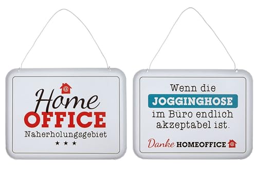 G.H. Tolles 2er Set Eisenschilder, Modell HOMEOFFICE, Material Eisen weiß lackiert, Maße je 20 x 15 cm, gestanzt, sehr hochwertig, einfach Zuhause von G.H.